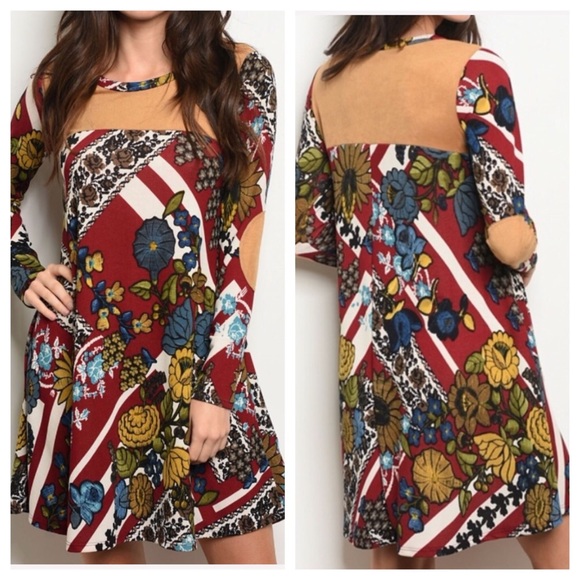 Trendy Elbow Patch Tunic Dress - Picture 2 of 3